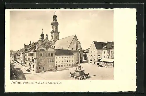 AK Freising, Rathaus und Mariensäule