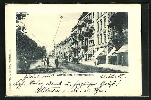 AK Wiesbaden, Rheinstrasse mit Eisenbahn-Hotel