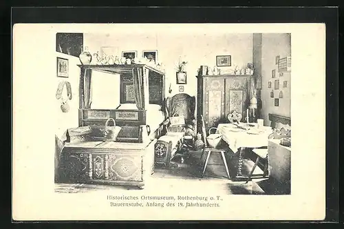 AK Rothenburg o. T., Historisches Ortsmuseum, Bauernstube Anfang des 19. Jahrhunderts, Innenansicht