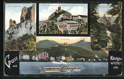 AK Königswinter a. Rh., Drachenburg, Drachenfels, Zahnradbahn