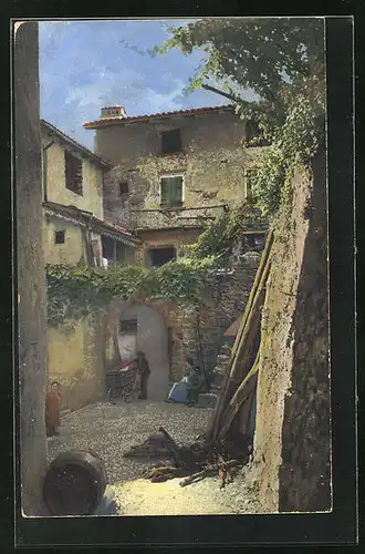 Künstler-AK Photochromie Nr. 1838: Innenhof eines Hauses