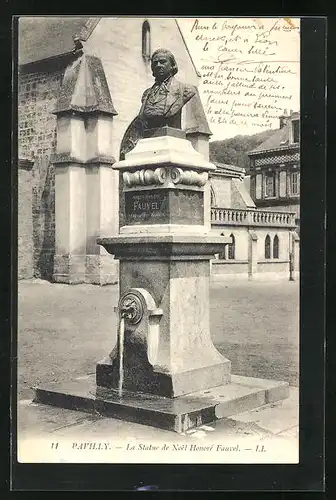 AK Pavilly, la Statue de Noel Honoré Fauvel