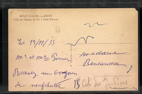 AK Neufchatel-en-Bray, Villa du Chemin de Fer à Saint-Vincent