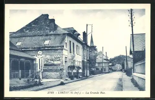 AK Limésy, La Grande Rue, Strassenpartie