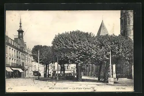 AK Montvilliers, La Place Carnot, Ortspartie, Strassenpartie mit Kiosk