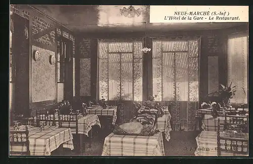 AK Neuf-Marché / S.-Inf., L`Hotel de la Gare, Innenansicht