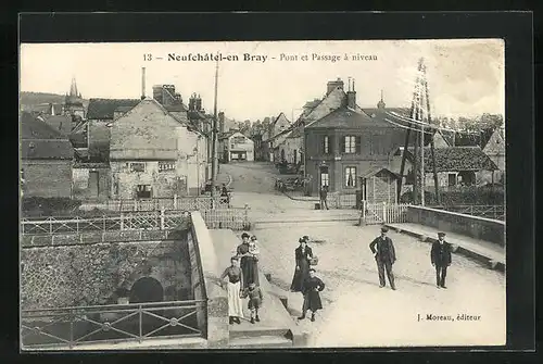 AK Neufchatel-en-Bray, Pont et Passage à Niveau, Bahnübergang