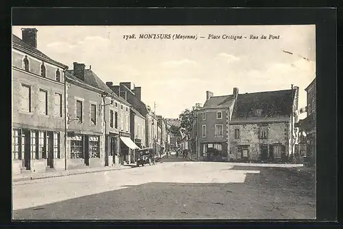 AK Montsurs, Place Crotigné, Rue du Pont