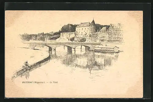 Künstler-AK Mayenne, le Pont