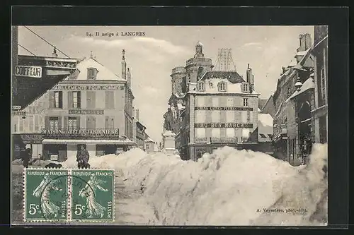 AK Langres, Teilansicht der Stadt bei Winter