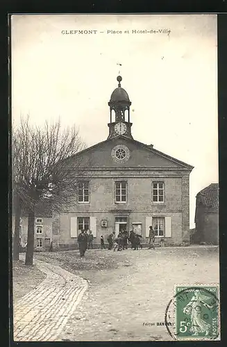 AK Clefmont, Place et Hôtel - de - Ville