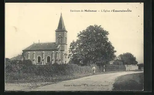 AK Émerainville, Ansicht der Kirche am Wegesrand