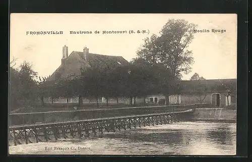 AK Fromonville, Blick übers Wasser auf das Restaurant Moulin Rouge