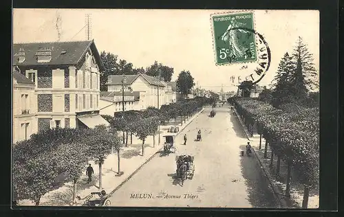 AK Melun, Strassenpartie, Avenue Thiers