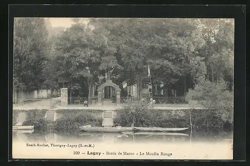 AK Lagny, Bords de la Marne, Le Moulin Rouge