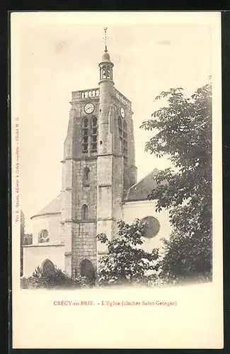 AK Crécy-en-Brie, L`Église (clocher Saint-Georges)