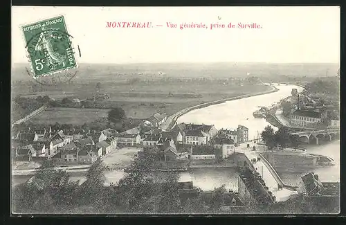 AK Montereau, Vue générale, prise de Surville