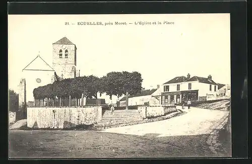 AK Ecuelles, l'Eglise et la Place