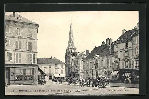 AK Jouarre, la Place de la Mairie et l'Eglise