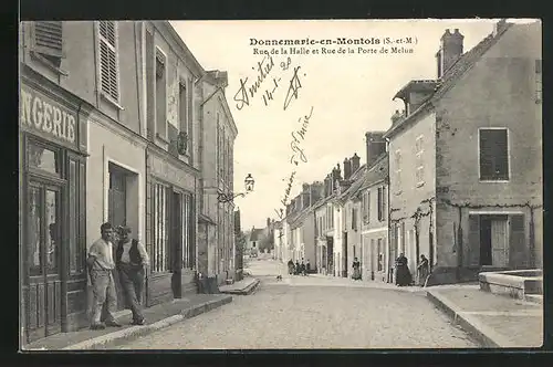 AK Donnemarie-en-Montois, Rue de la Halle et Rue de la Porte de Melun