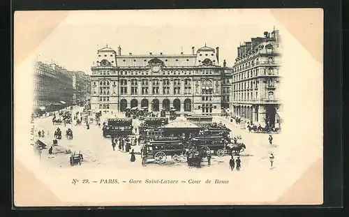 AK Paris, La Gare Saint-Lazare - Cour de Rome, Bahnhof