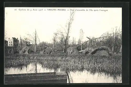 AK Vrigne-Meuse, Cyclone du 9 Août 1905, Unwetterschäden