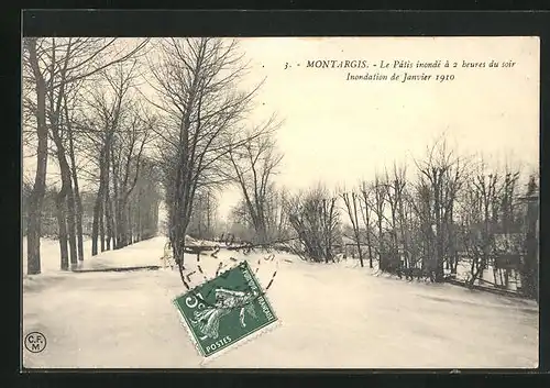 AK Montargis, Le Pâtis inondé à 2 heures du soir, Janvier 1910, Hochwasser