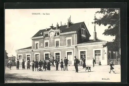 AK Chagny, La Gare, Bahnhof