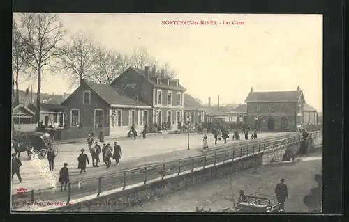 AK Montceau-les-Mines, Les Gares, Bahnhof