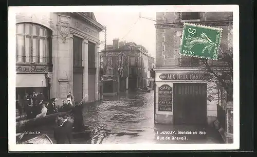 AK Juvisy, Inondation / Hochwasser 1910, Rue de Draveil
