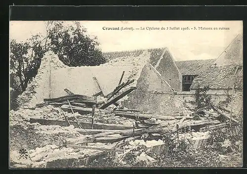 AK Cravant, Durch Unwetter am 3.7.1905 zerstörtes Haus