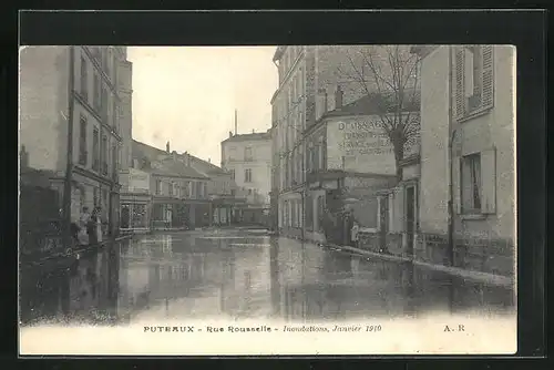 AK Puteaux, Inondations / Hochwasser 1910, Rue Rousselle
