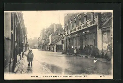AK Puteaux, Inondations / Hochwasser 1910, Rue Godefroy