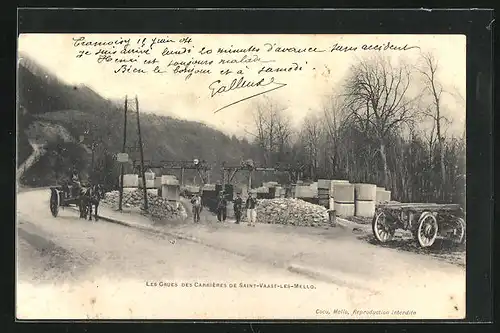 AK Saint-Vaast-les-Mello, Les Grues des Carrières, am Steinbruch