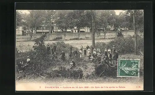 AK Charenton, Un Coin de I'ile aprés la Rafale, Unwetter 16.6.1908