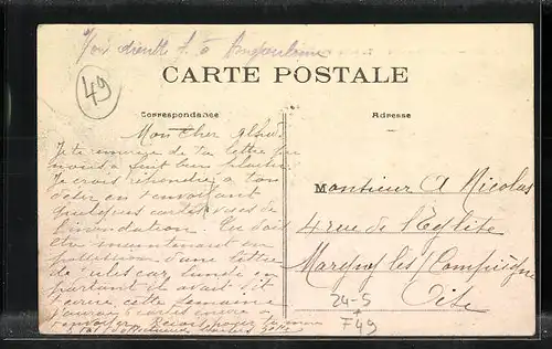 AK Angers, En bateau Rue Thier, Indondations 1910