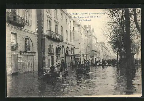 AK Angers, Inondé 1910, la plus grande crue debuis 1711, Quai National