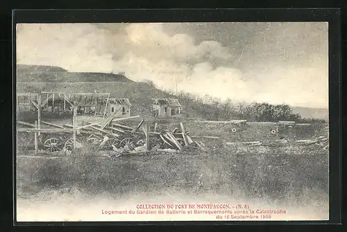 AK Montfaucon, Logement du Gardien de Batterie et Barraquements après la Catastrophe du 16 Sep. 1906, Explosion