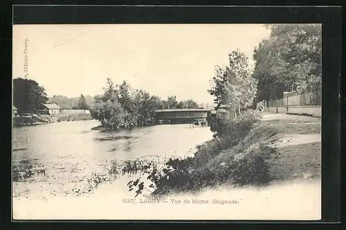 AK Lagny, Vue de Marne, Baignade