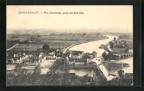 AK Montereau, Vue Générale prise de Surville