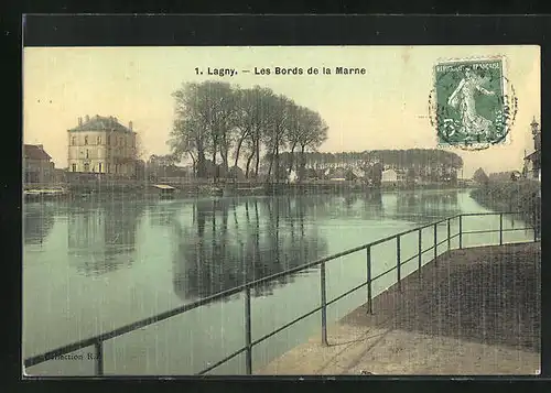 AK Lagny, Les Bords de la Marne