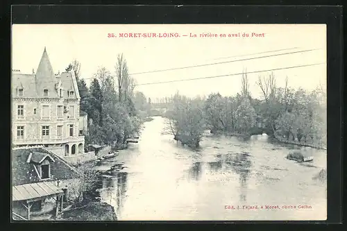 AK Moret-sur-Loing, La rivière en aval du Pont
