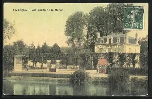 AK Lagny, Les Bords de la Marne