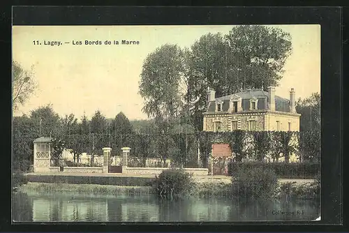 AK Lagny, Les Bords de la Marne