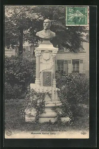 AK Melun, Jardin de l`Hotel de Ville, Monument Gabriel Leroy