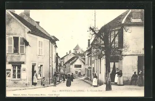 AK Montigny-sur-Loing, La Grande Rue, Strassenbild aus dem Zentrum