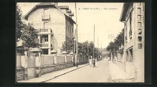 AK Esbly, Rue Gambetta, Strassenbild