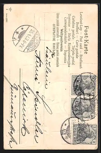 AK Zwei weisse Mäuse knabbern Getreide unter ihrem Mauerloch