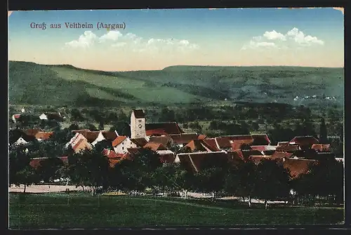 AK Veltheim, Gesamtansicht mit Umgebung aus der Vogelschau
