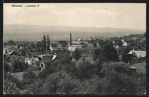 AK Obfelden, Lunnern II, Ortsansicht aus der Vogelschau